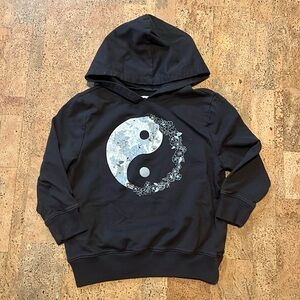 Floral yin yang charcoal grey hoodie